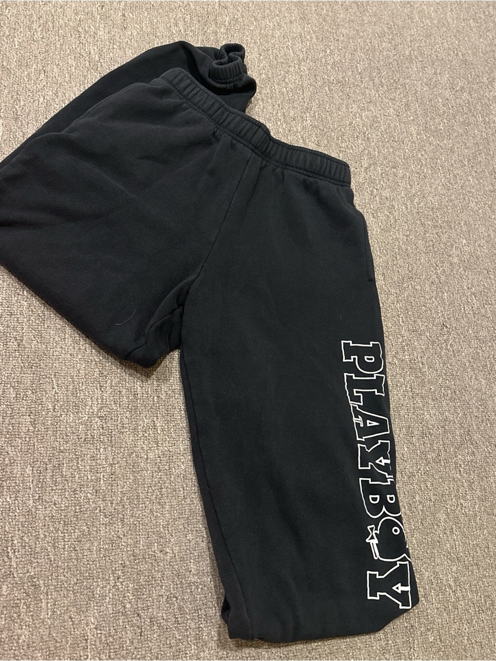 PLAYBOY Kids Black Sweatpants with White Logo Print
